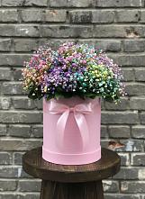 Цветочная композиция из Гипсофила и Розы в шляпной коробке #REPLACE_PRED# Лаишево