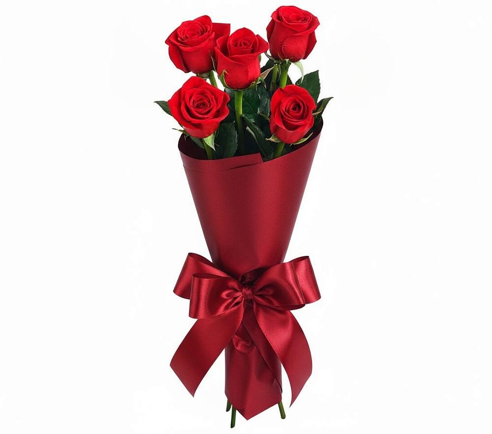Букет 5 Красных роз Эдлесс Лав в Лаишево