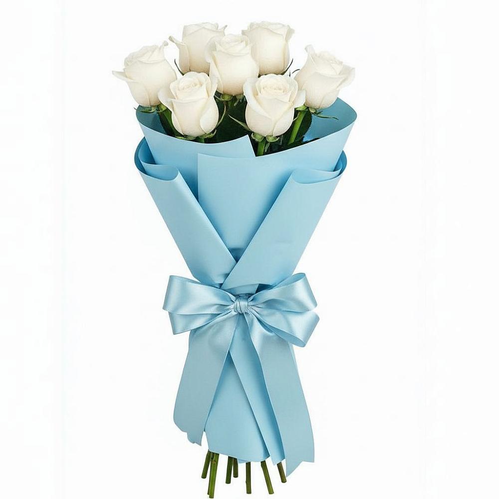 Букет 7 белых роз Проуд в Лаишево