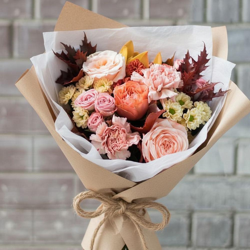 Букет цветов из: Гвоздики, Хризантемы и Розы в Лаишево