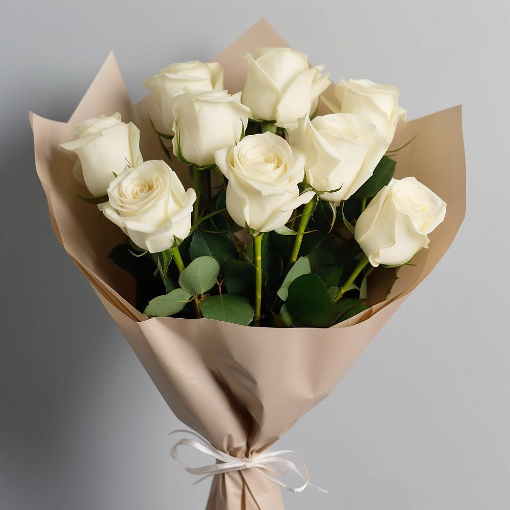 Букет 9 Белых роз Эдлесс Лав в Лаишево