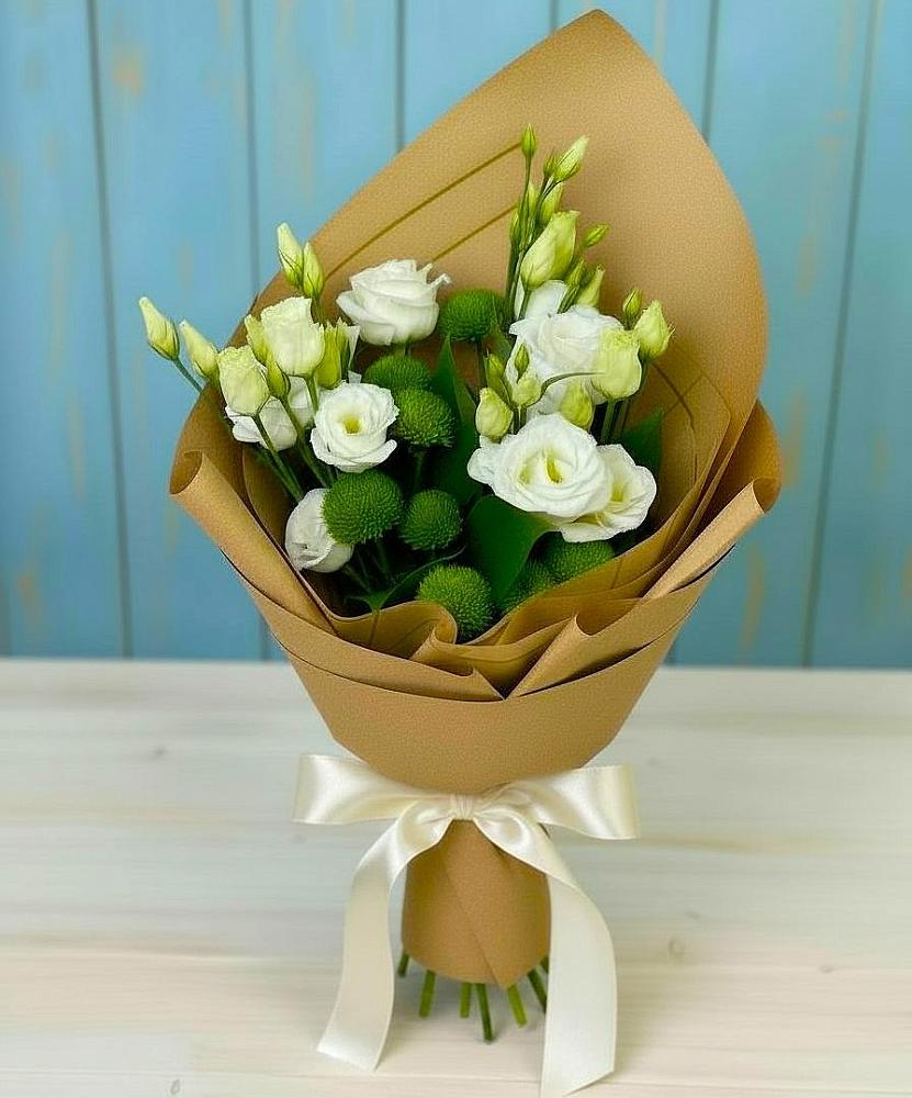 Букет цветов из: Хризантемы и Лизиантусы в Лаишево