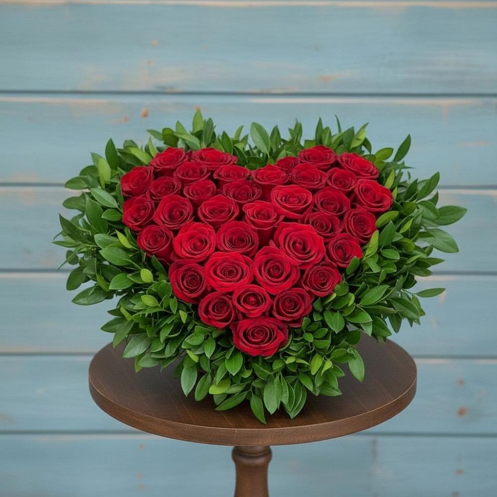 Цветочная композиция из Розы в виде сердца в Лаишево