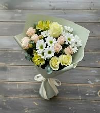 Букет цветов из:  Альстромерии, Розы и Хризантемы в Лаишево